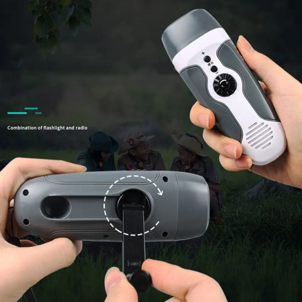 

Hand-held Hand-cranking Generation Multifunctional Flashlight USB Portable FM Radio LED Lights ABS Emergency Alarm Vehicle