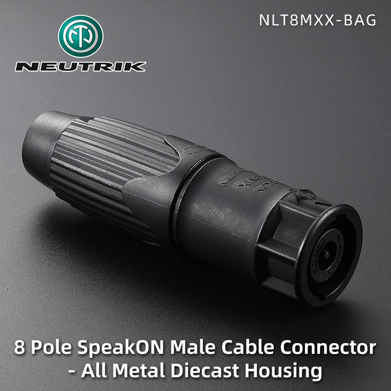 Neutrik Metal 30A 8Pole SpeakON Male Cable Connector NLT8MXX-BAG NLT8FXX-BAG Copper Alloy Silver Plating Contacts with QuickLock