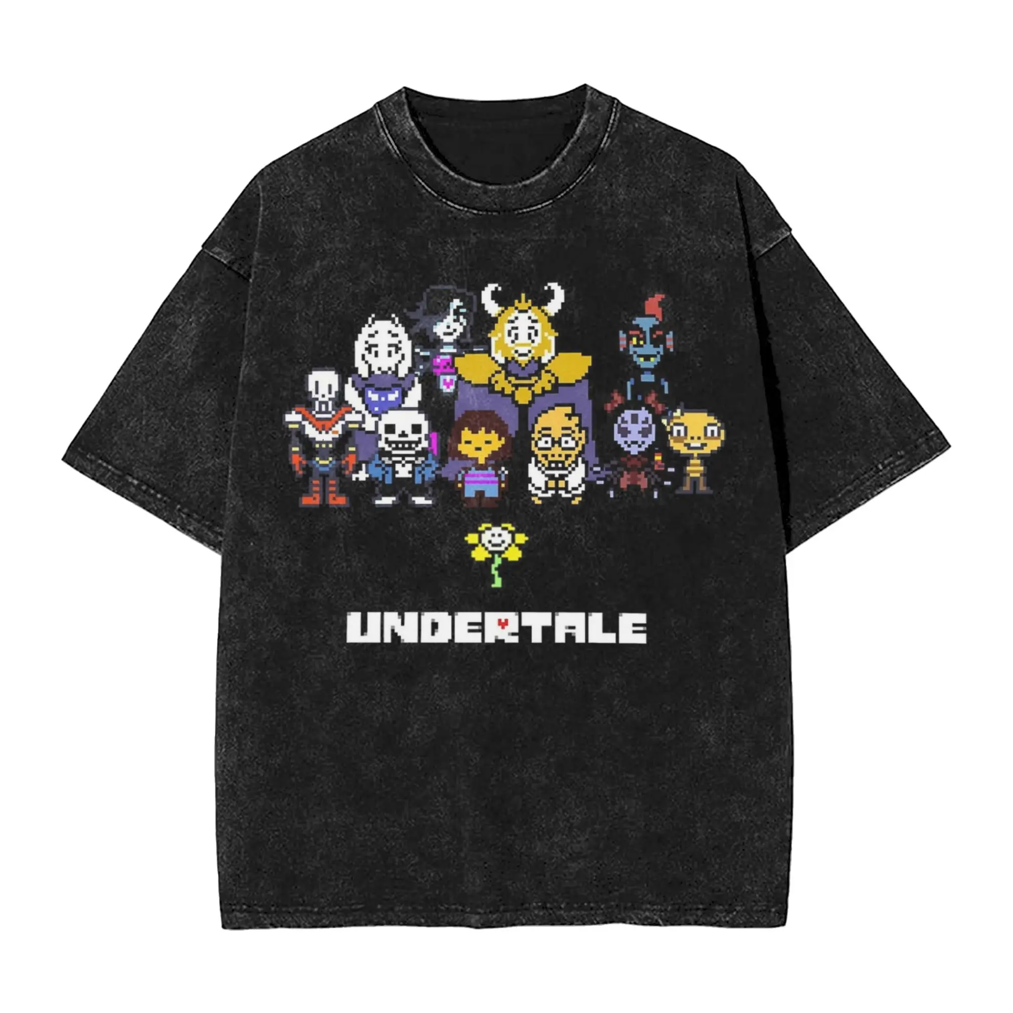 Washed T Shirts Undertale Sans Frisk Hip Hop Vintage T-Shirt Harajuku  Streetwear 100% Cotton Printed Tops Tees for Men Women