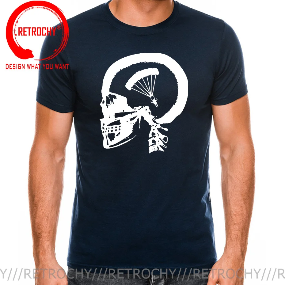 Unique Skull Design Skydiving In My Brain T-shirt Short Sleeved Cotton T Shirt Tops Tees O Neck Crazy Big Tall Plus Size 5XL 6XL image 2