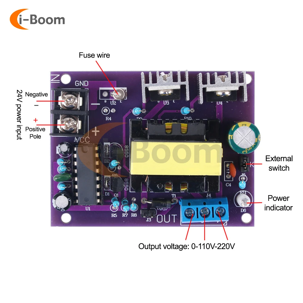 DC 24V do AC 110V 220V 100W moduł Boost inwerter wzmacniacz wzmacniacz moduł transformatora zasilania do domu samochodowego na zewnątrz