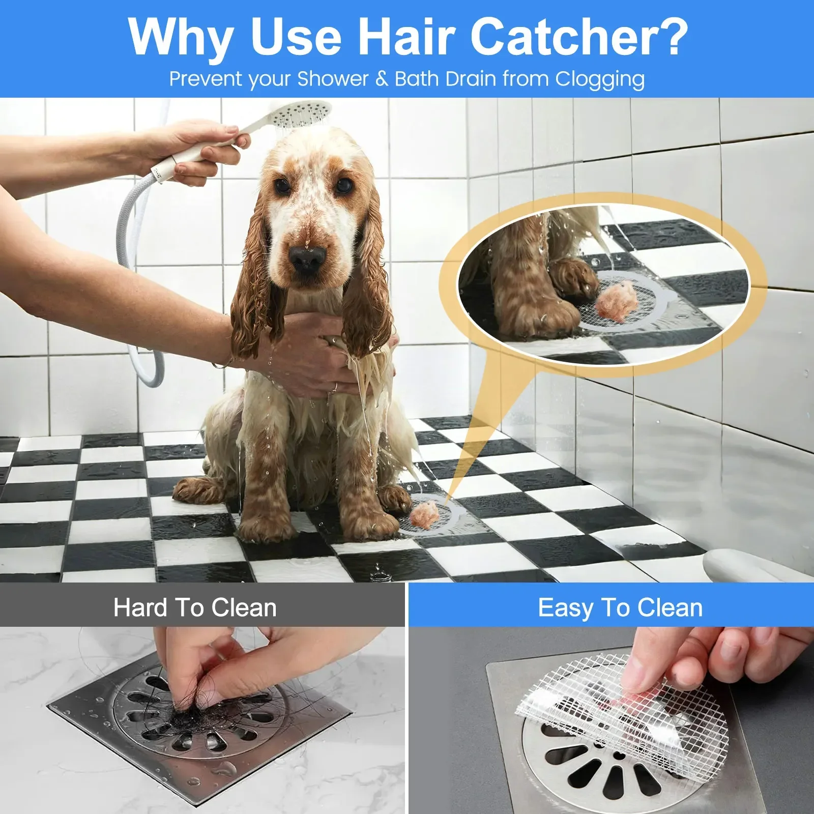 100PCS/Set Shower Drain Hair Catcher Mesh Stickers for Bathroom Bathtub Kitchen Sink Human and Pet Hair Cleaner New