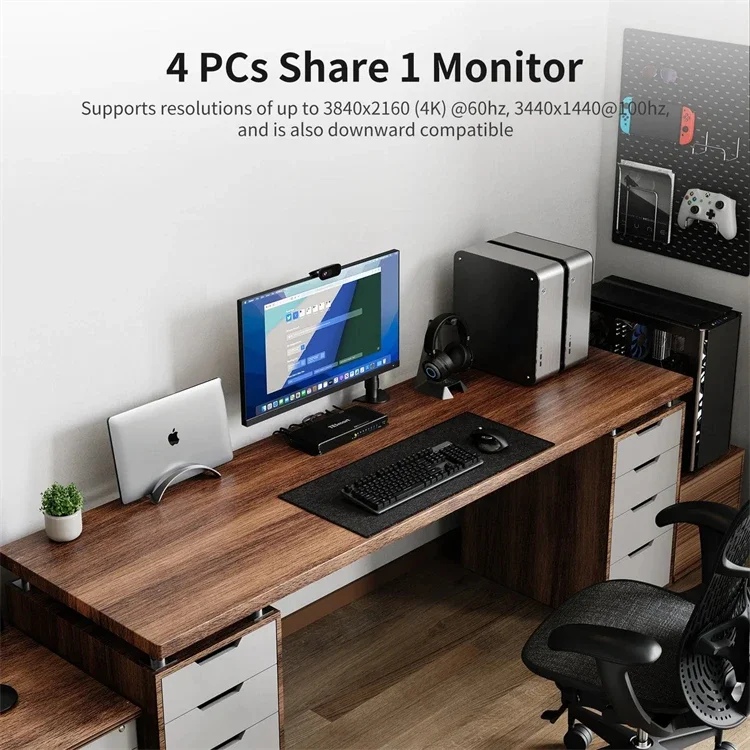 TESmart B Series for HDMI 4 Port KVM Switch Kit with HDR EDID USB 2.0 4K 60Hz Video Switcher for 4 PCs and 1 Monitor in Stock