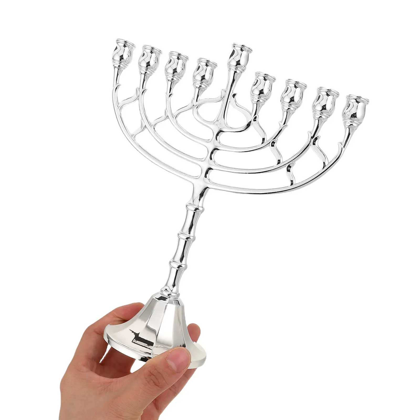 9 Branch Hanukkah Menorah Holder Decorative Jewish Festival Candlestick Stand Judaica Holiday Ornament Arm Holder