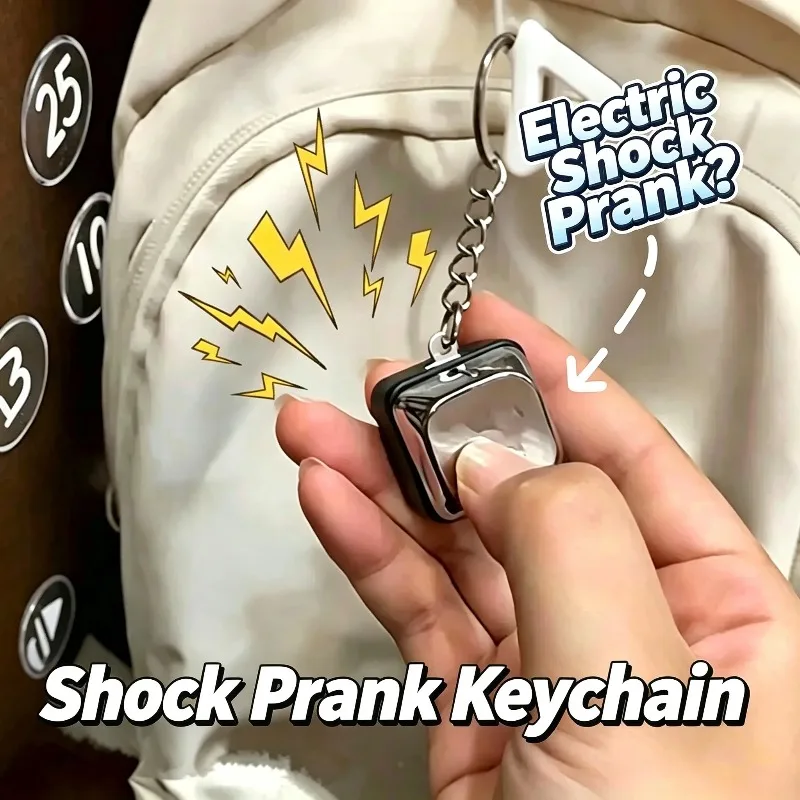 Electric Shock Prank Clicker Keychain Mechanical Tactile Button Shock Toy Novelty Trick Gadget for Adults Friends Funny Joke