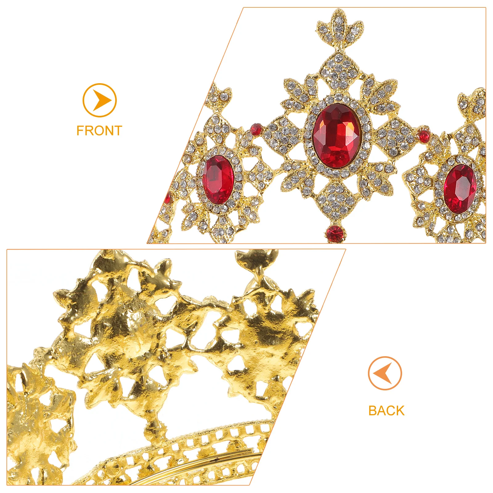 

1pc Alloy Rhinestone Crown Elegant Bridal Headdress For Wedding Party Prom Photography Fashion Women Headwear Gold Red