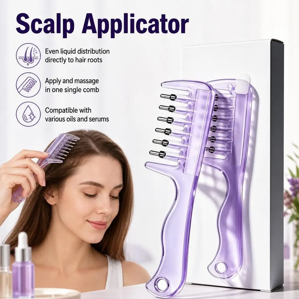 Hair Scalp Applicator Comb Essential Oil Root Apply Massage Brush Portable Serum Liquid Distribution Hair Care Tool