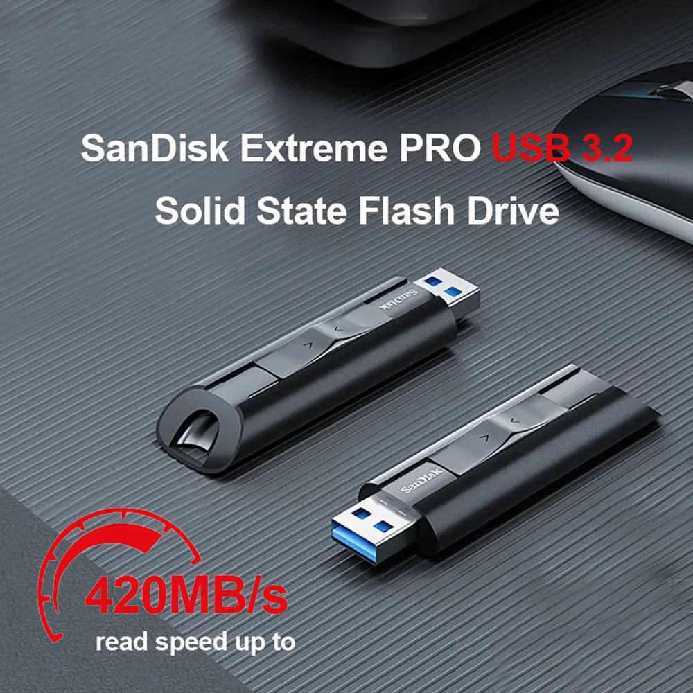 

Твердотельный флэш-накопитель SanDisk Extreme PRO USB 3.2 128 ГБ 256 ГБ 512 ГБ 1 ТБ USB 3.2 Gen 1 SDCZ880 Blazing-быстрая производительность U-диск