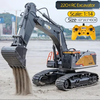 HUINA 1592 1/14 RC Excavator Truck Alloy 2.4G 22CH Radio Controlled Car Engineering Vehicle Model Electric Car Kids Toys for Boys