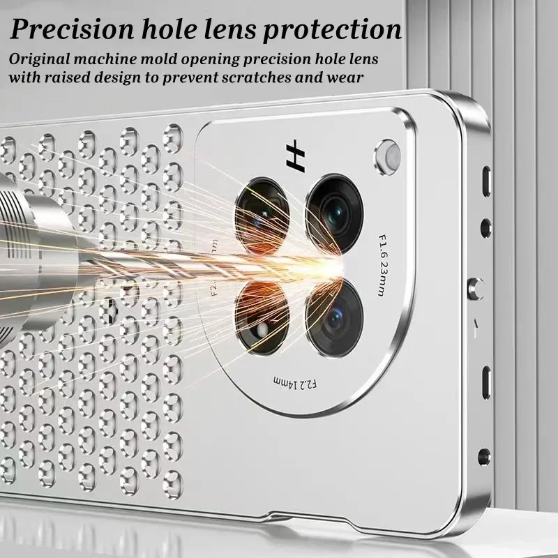 Luxury Heat Dissipation Aluminum Alloy Phone Cover For Oneplus 12 Case Metal Aromatherapy Cooling Holes For Coque Oneplus 12