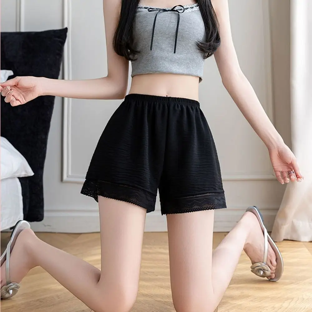 

Fashion Ice Silk Lace Underwear Elastic Soft Seamless Short Pants Breathable Comfortable Petticoat Underpants Women Girls