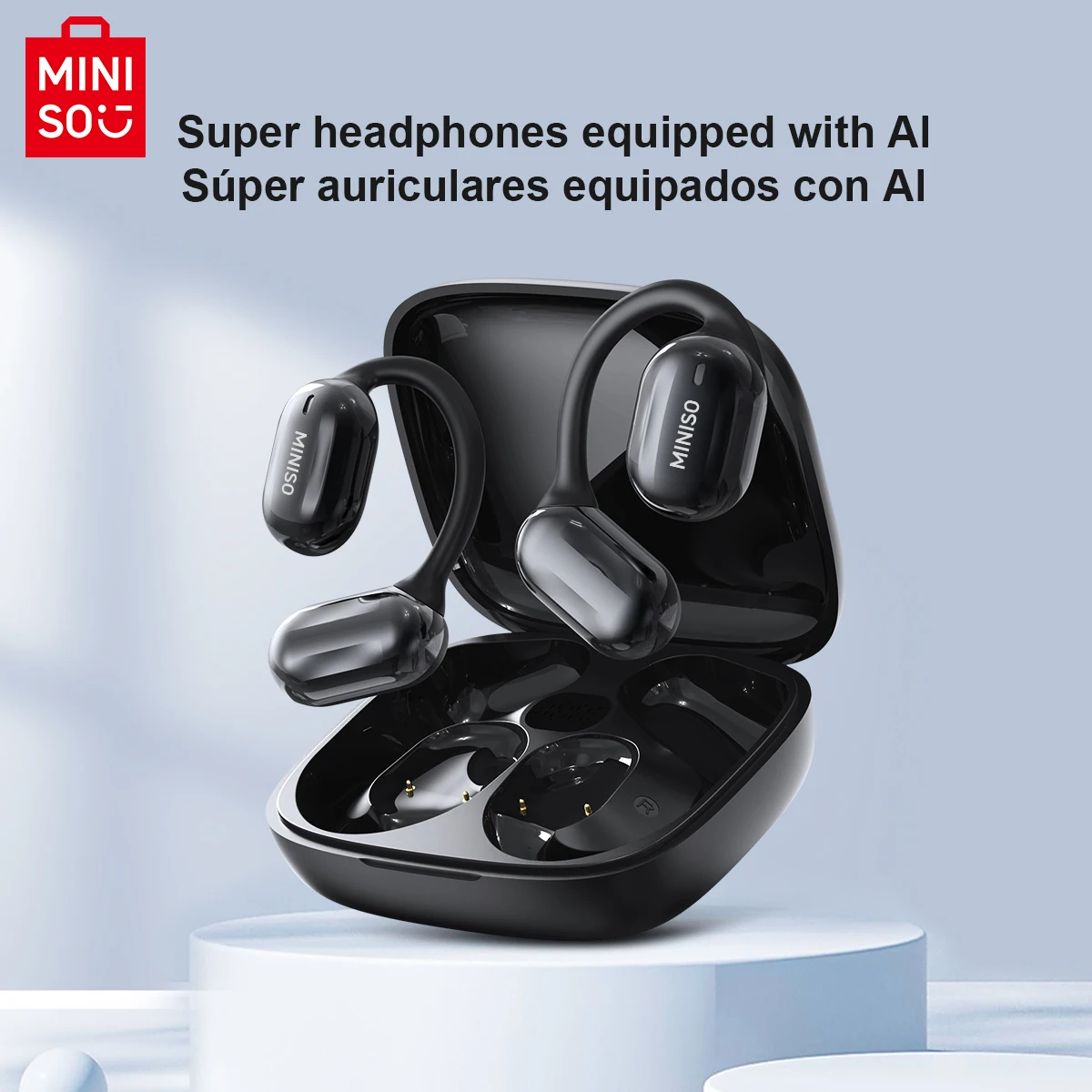 [AI Translator Earphone] MINISO MS162 Bluetooth Translation Earbuds AI Wireless Headphones Office Travel,16mm Driver Unit