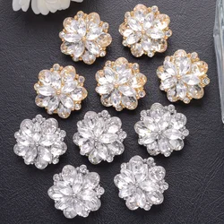 3/6/10pcs 22mm Sparkling Full Rhinestone Flower-Shape Buttons For Clothing Luxury Decorative Sewing Metal Button DIY Accessories