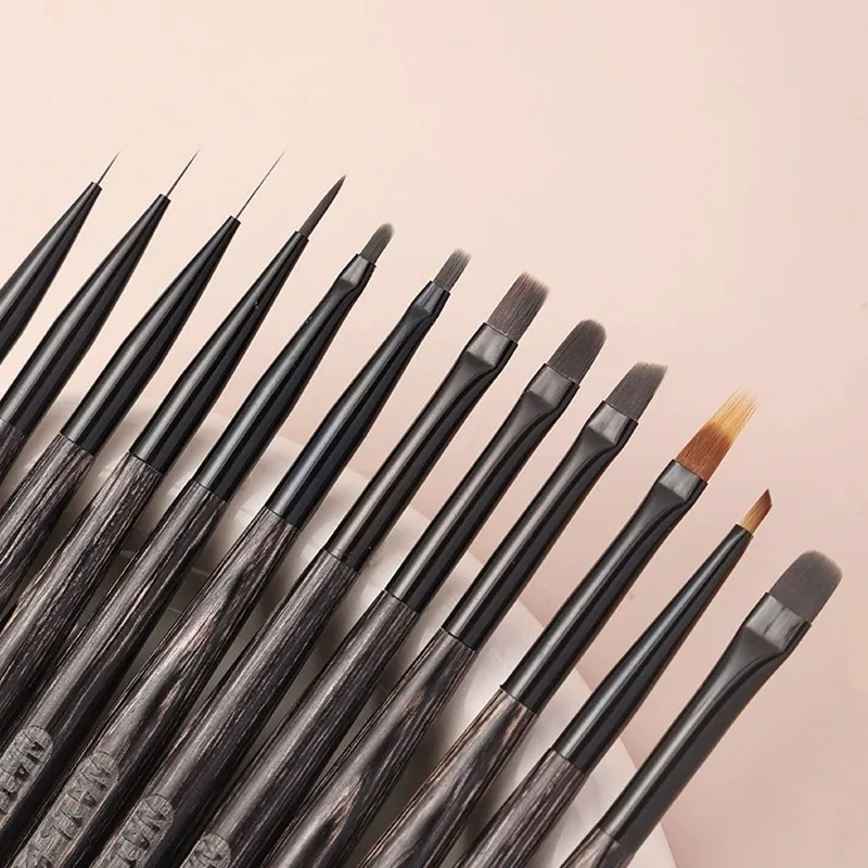 1/12 قطعة خشب الصندل الثلاثي مسمار رسم فرش لخطوط مانيكير اللوحة التدرج UV هلام تمديد منشئ قلم رسم #5