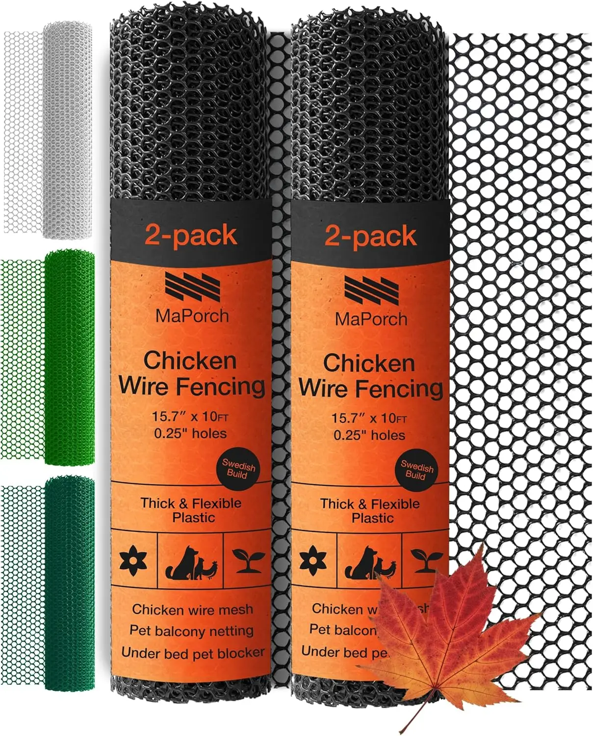 

15.7" x 10ft Black HDPE Plastic Chicken Wire Fencing for Pet Protection - Garden Barrier for Dogs, Cats, Rabbits (2-Pack)