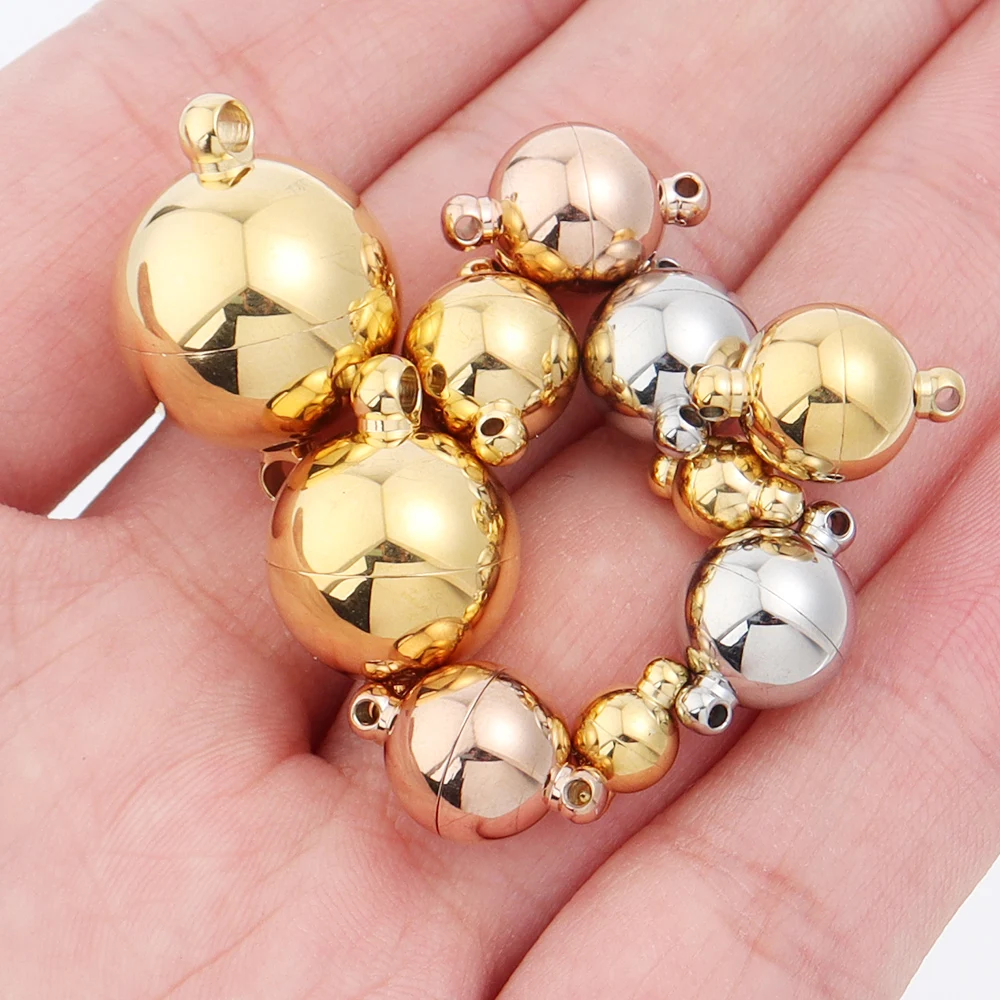 2 Stücke Edelstahl Magnetverschlüsse Runde Magnetische Anschlüsse Verschlüsse Magnet Charms Endkappe Für DIY Schmuck Machen Zubehör