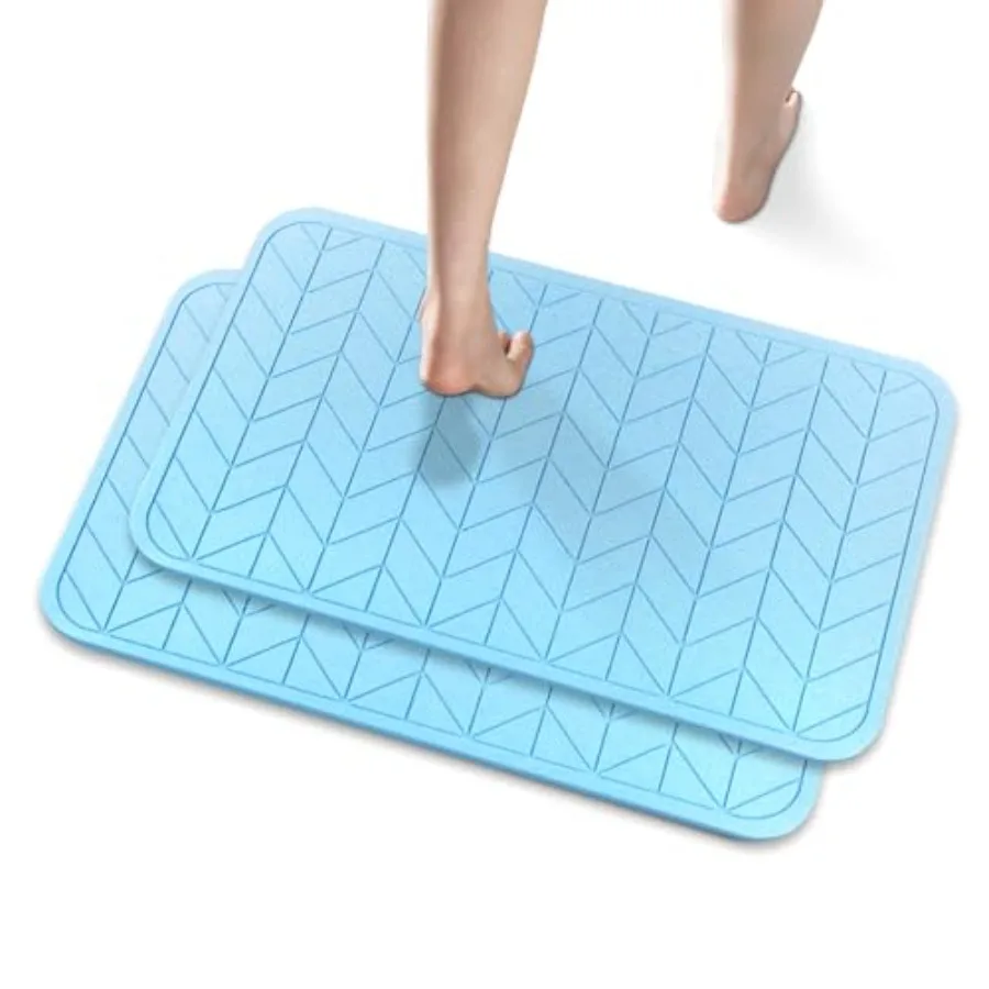 

2 упаковки коврика для душа с диатомовой землей, каменный коврик для ванной, нескользящий, супервпитывающий, быстросохнущий, жесткий коврик для ванной для пола в ванной комнате