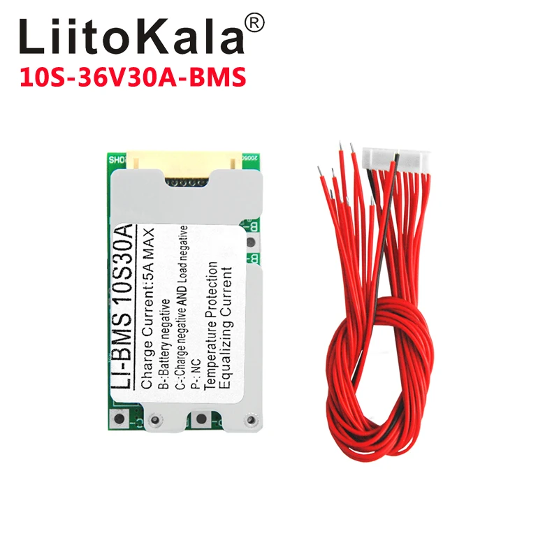 LiitoKala 10S 36V 30A Li-ion Protection Board Li-ion Cell 18650 Battery BMS PCB Board With Balance for Electric Car Inverter