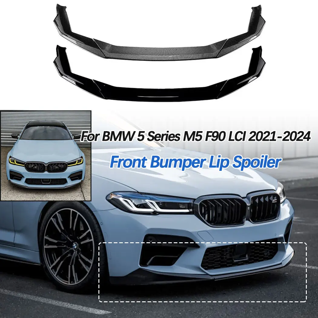 Car Front Bumper Lip Front Chin Lower Spoiler For BMW 5 Series M5 F90 LCI 2021-2024 Auto Accessories Guard Decoration Modified