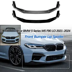 Car Front Bumper Lip Front Chin Lower Spoiler For BMW 5 Series M5 F90 LCI 2021-2024 Auto Accessories Guard Decoration Modified