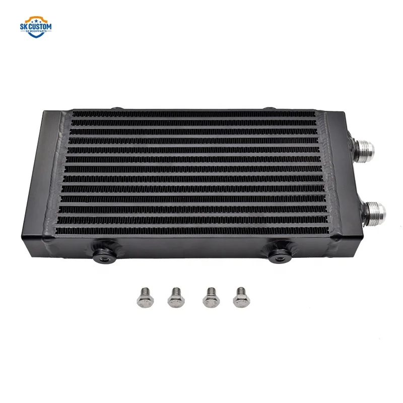 유니버설 AN10 7/8-14 UNF 알루미늄 소형 듀얼 패스 바 앤 플레이트 오일 쿨러 열교환기