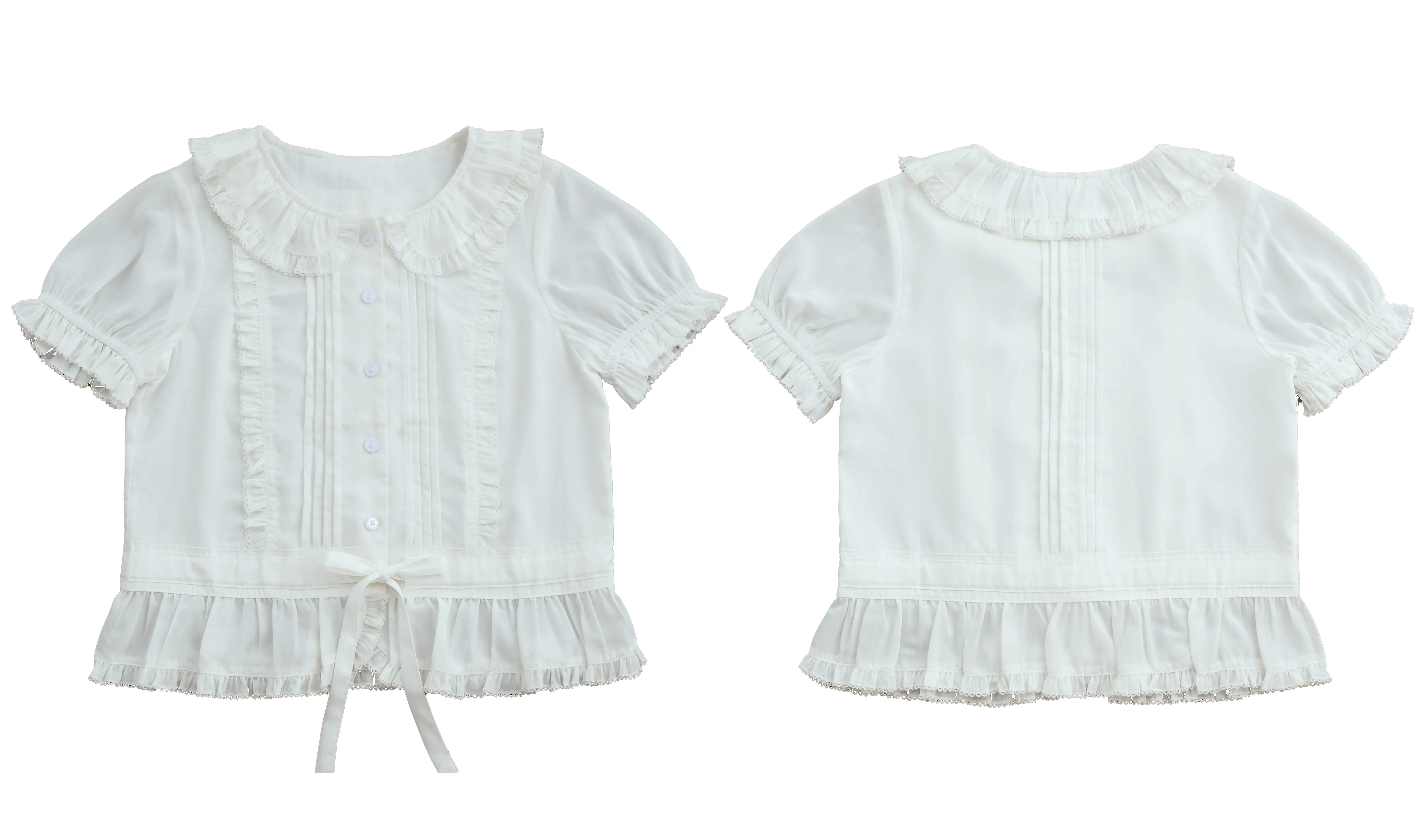 Women's blouses Summer Japanese New Product Sweet Cute Pure color Girl Lolita Shirtw Doll Collar Bow short sleeve Tops