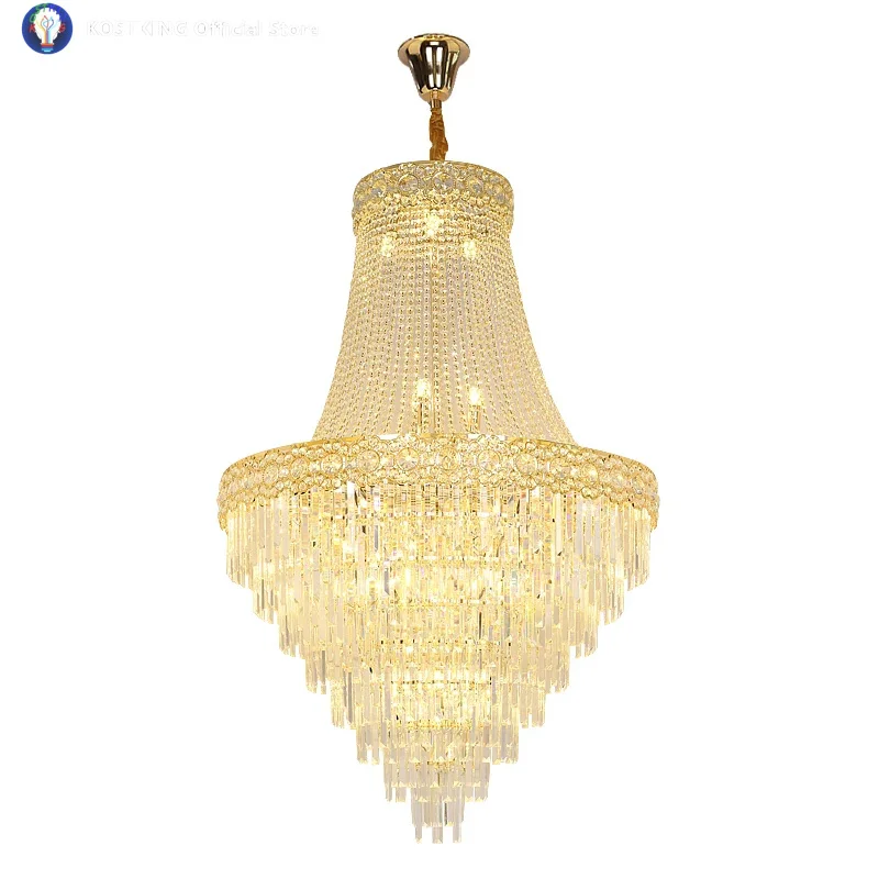 Light Luxury Villa Hollow Duplex Chandelier Crystal Hall Spiral Staircase Post-Modern Living Room Hotel Lobby Light