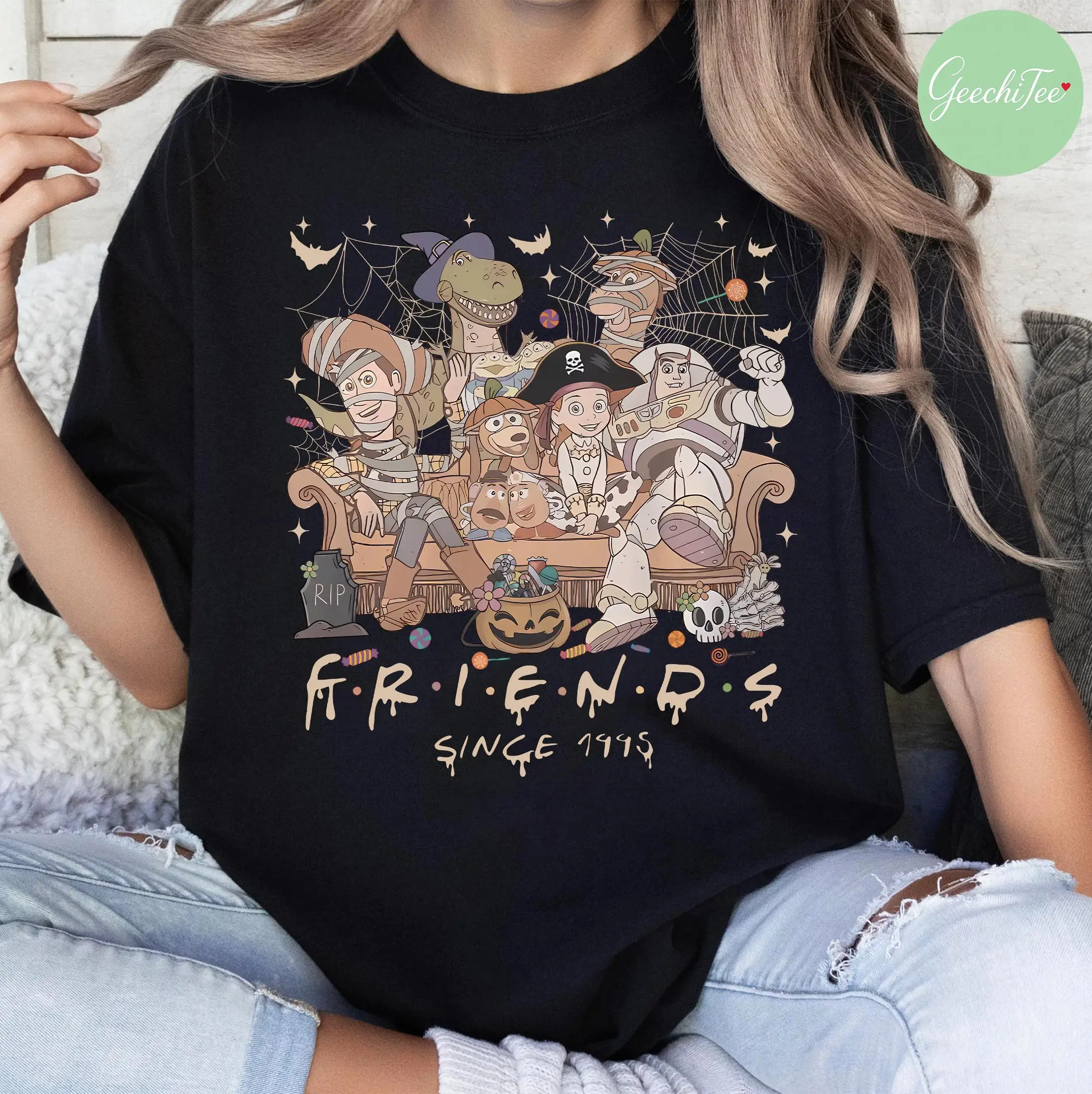 قميص Buzz Woody جيسي ريكس 1995، قميص ديزني بيكسار توي ستوري الهالوين المريح الملون، رحلة عائلية لمجموعة قصة الألعاب