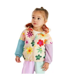 Jumping Meters 2-7T Cute Outwear Baby Girls Hooded Shirts With Zipper Hot Selling Children's Jackets Outwear Spring Wear