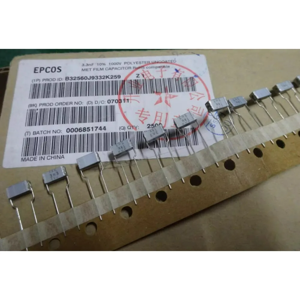 

10PCS EPCOS 0.0033uf/1000v 3.3nf 3300pf 332 new 5mm Layer Cake Capacitor B32560J9332K