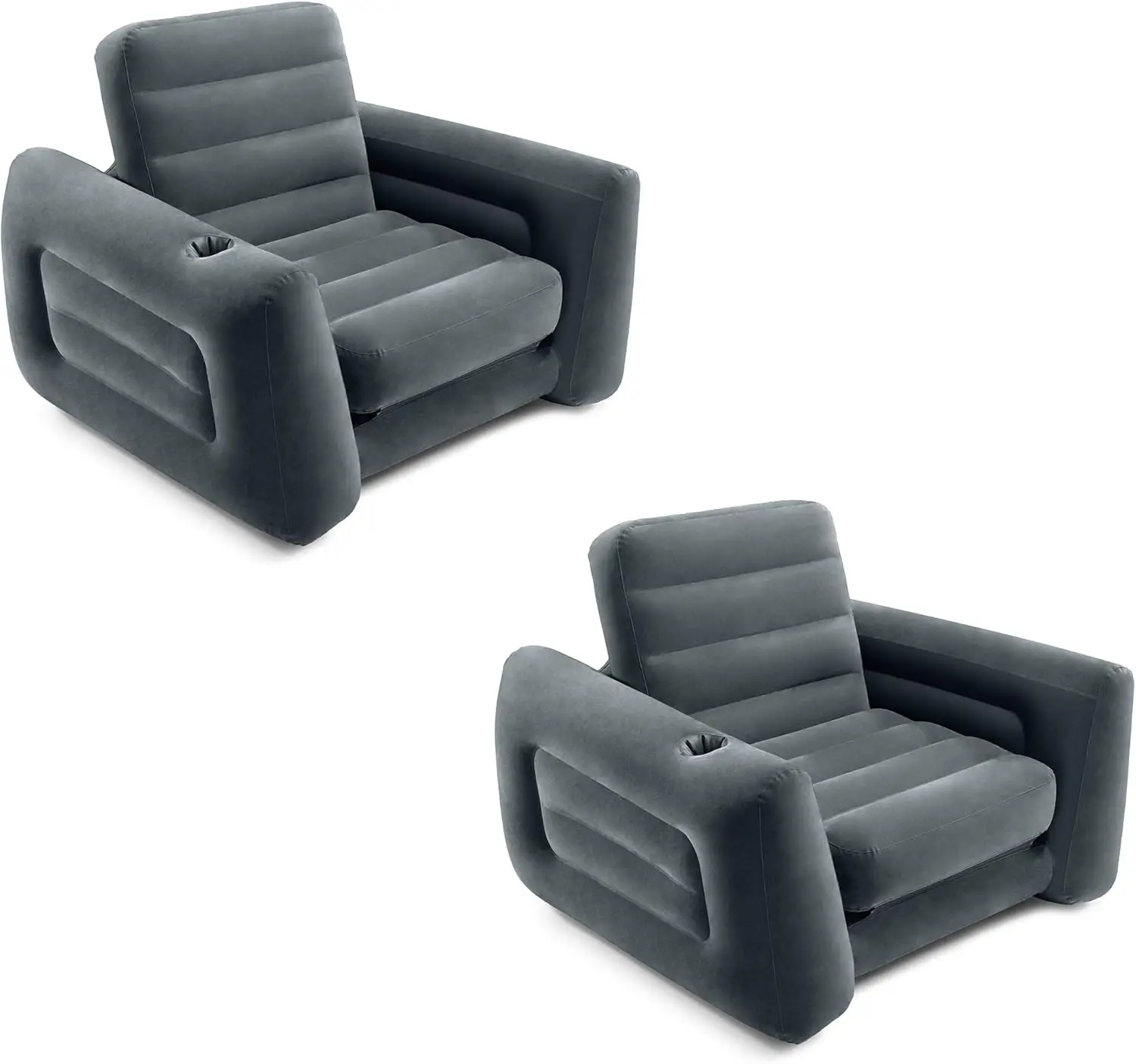 66551EP Inflatable Pull-Out Sofa Chair Sleeper that works as an Air Bed Mattress, Twin Sized (2 Pack)