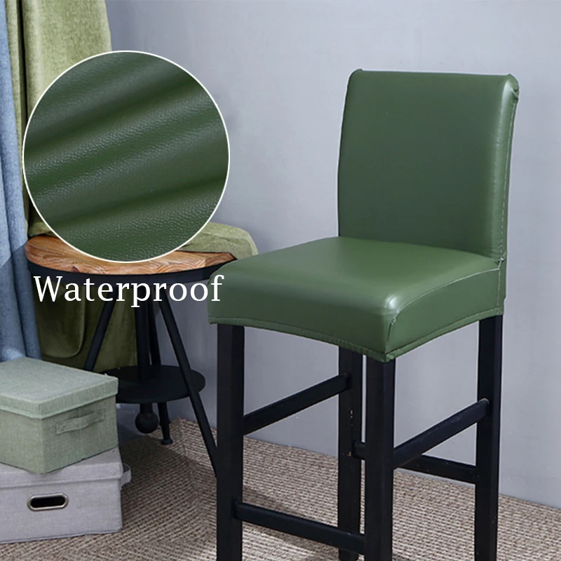 Elastic Waterproof Chair Cover Leather Low Back Seat Cover High Footed Stool Bar Chair Covers