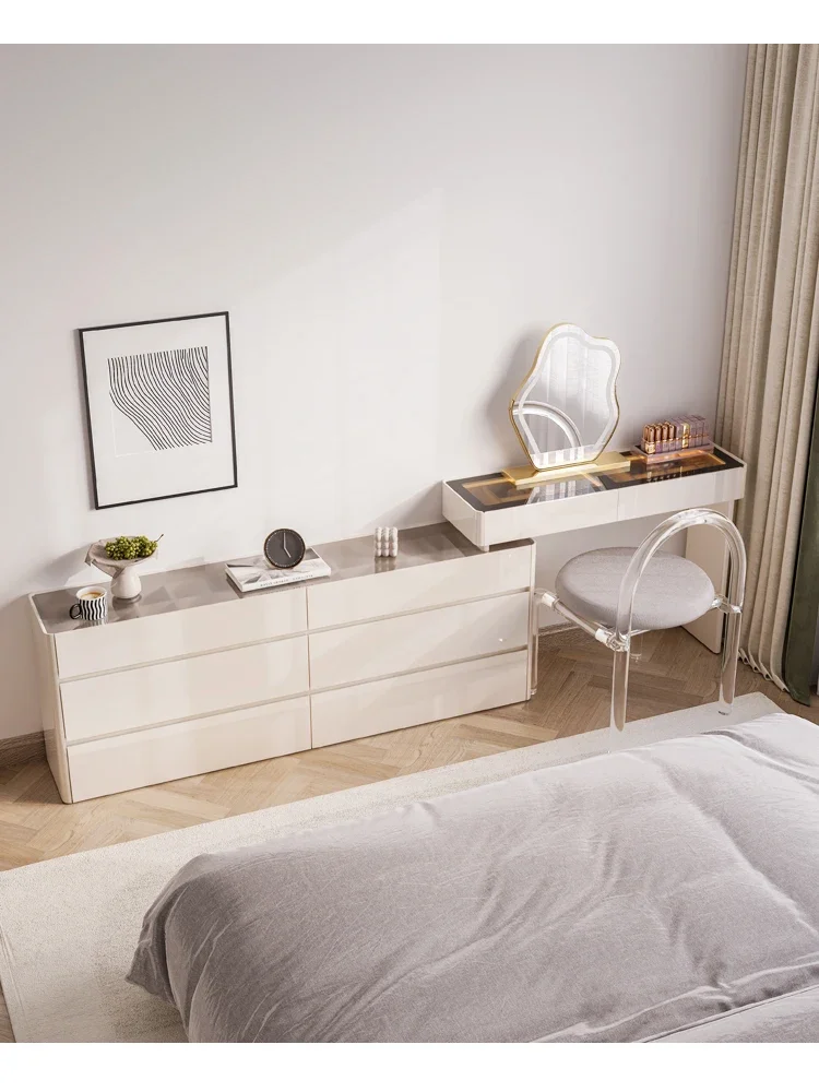 Slim chest of drawers, living room storage cabinet, sofa glass chest of drawers, bedroom with light, bed and tail cabinet