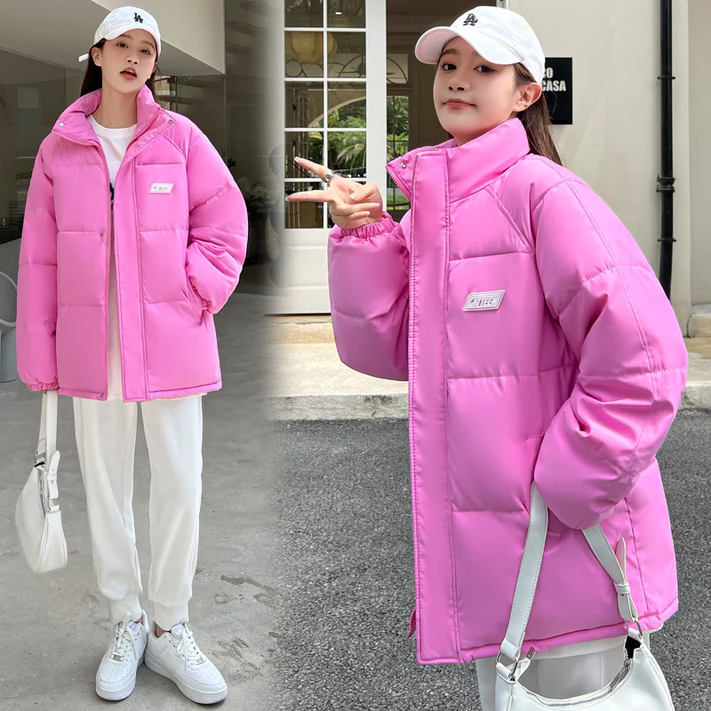 

Loose Fit ort down Cotton Jaet Women's Korean Sle Bread Coat Stand Collar Outerwear Autumn Winter Faion Student Clothing