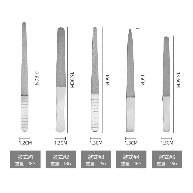 Lima de acero inoxidable al por mayor, lima de uñas gruesa para uñas grises, herramienta de manicura y pulido, lima de uñas de doble cara