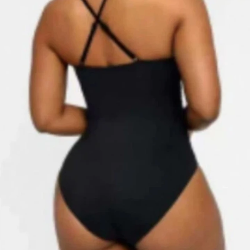 2025 Women's Solid Color One-Piece Swimsuit Solid Strap Slimming Bathing Suit Tummy Control & Full Back Coverage Bodysuit Female