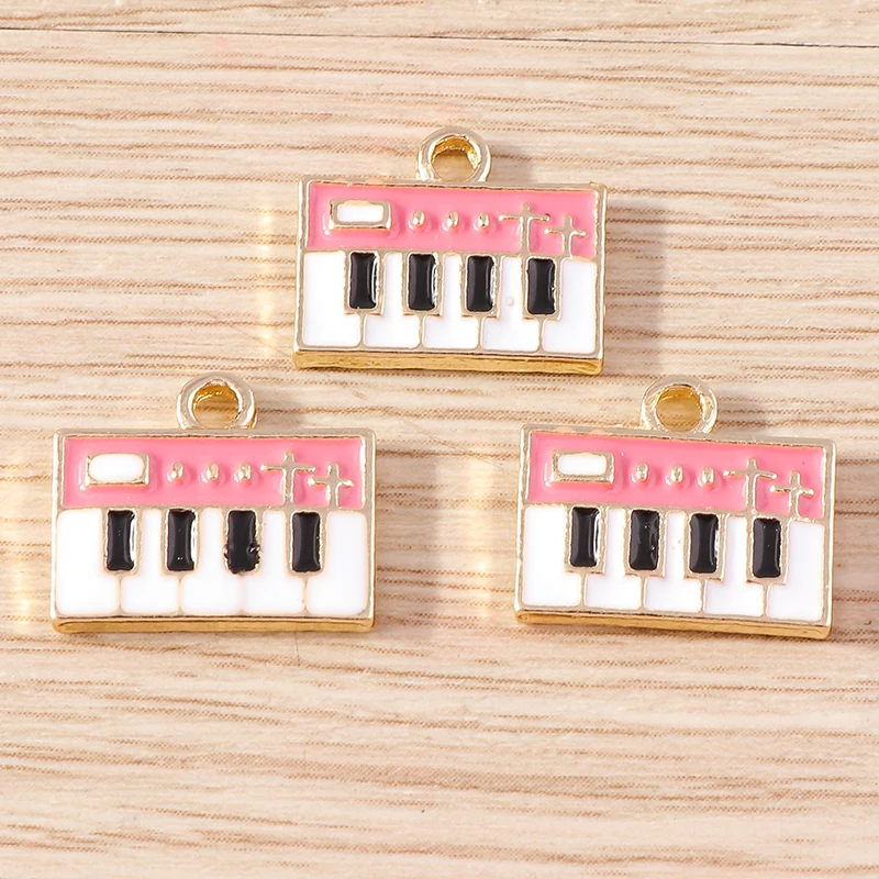 Tusember 10 Stück Niedliche Geigen-, Trompeten-, Gitarren- und Klavier-Anhänger für Schmuckherstellung DIY Musiknoten-Anhänger Halskette Armband Bastelbedarf – Detail 18