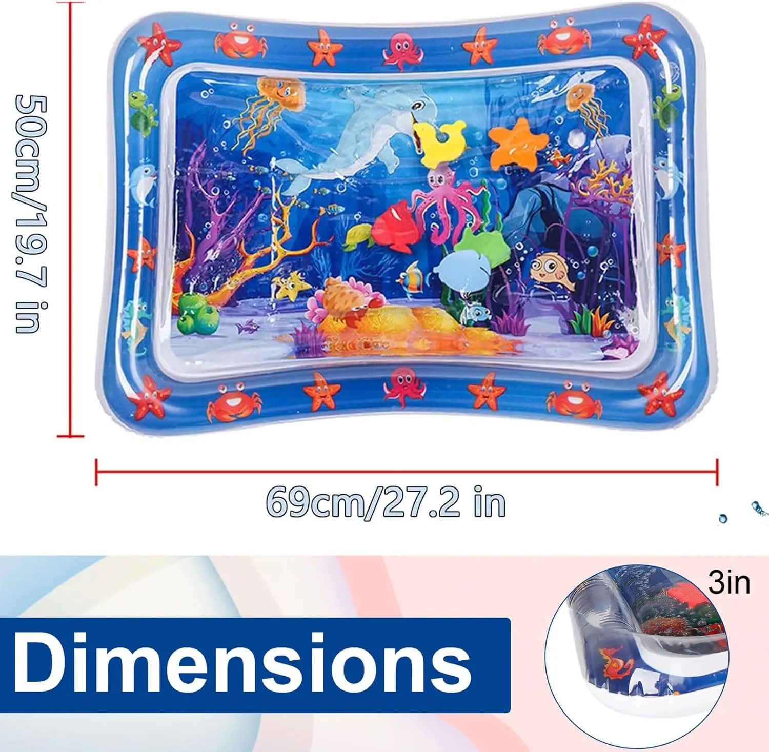 Baby Water Play Mat Inflatable Cushion PVC Infant Tummy Time Toddler Water Pad for Kids Early Education Developing Activity Toys