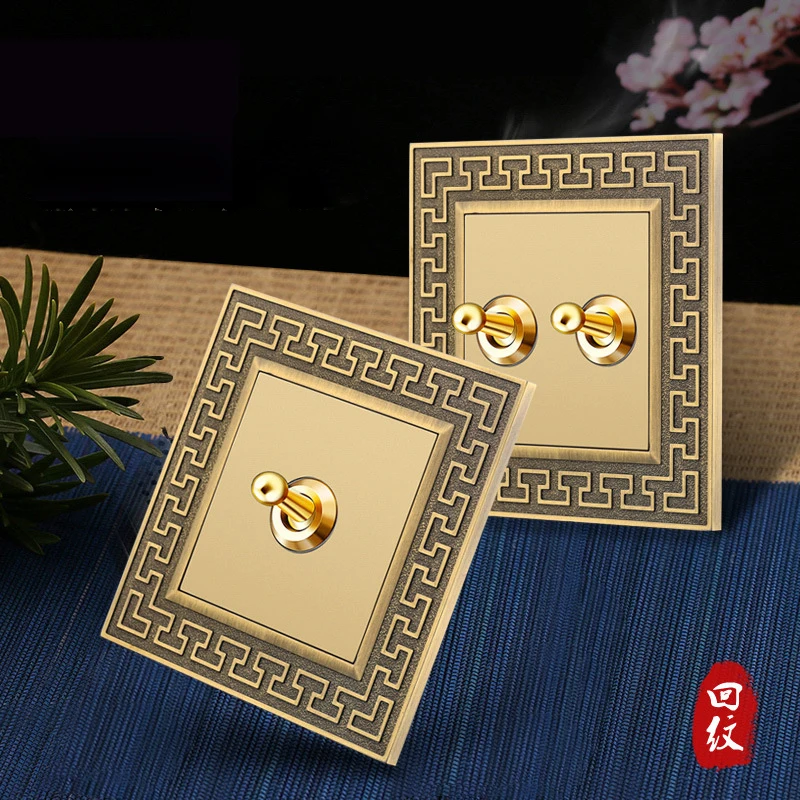 Retro Personality Wall Light Brass Lever Switch 1-4 Gang 2 Way Toggle Switch Bronze Zinc Alloy Panel