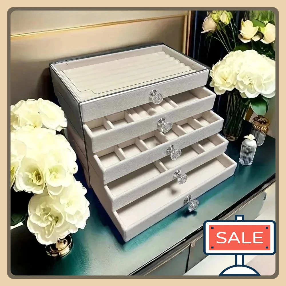 

Бархатная шкатулка для хранения серег и браслетов, недавно обновленная — 5-слойные ящики + шкатулка для демонстрации ювелирных изделий