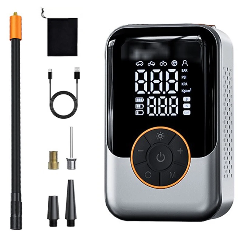Tragbare Luftpumpe Kabelloser Auto-Reifenfüller Elektrischer Luftkompressor LCD-Display Luftinjektor für Fahrrad Auto Motorrad Reifen Ball – Detail 11