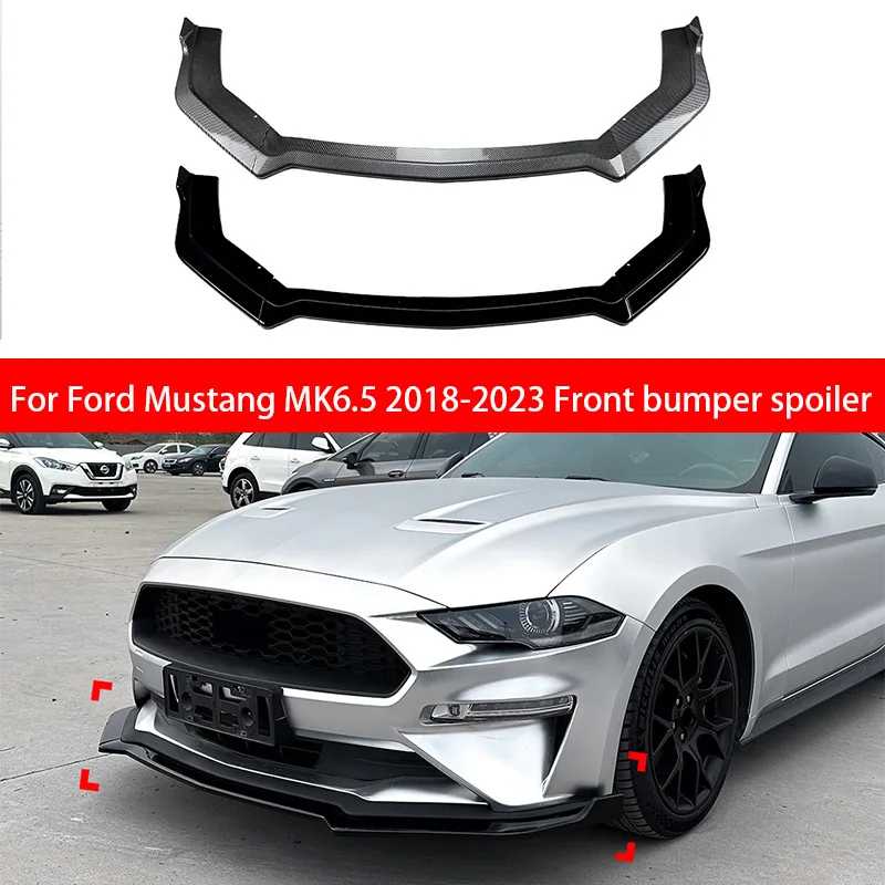 

For Ford 2018 2019 2020 20212022Mustang MK6.5 Modified Front Bumper Lip Splitter Spoiler Body Air Kit Black Carbon Fiber Pattern