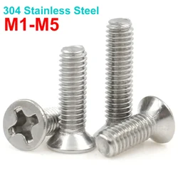 20-200 peças m2 m2.5 m3 m3.5 m4 m5 304 aço inoxidável cruz phillips parafusos de cabeça escareada plana comprimento da máquina: 3-50mm