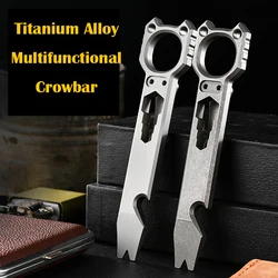 Multi-function Titanium Alloy Crowbar Bottle Opener Hexagon Wrench Outdoor Survival Self Defense Tools Multifunction Camping Gea