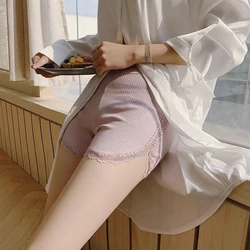 Summer Women Safety Shorts High Elasticity Thin Safety Pants Shorts Under Skirt Female Lace Underpants Solid Color Boxer Shorts