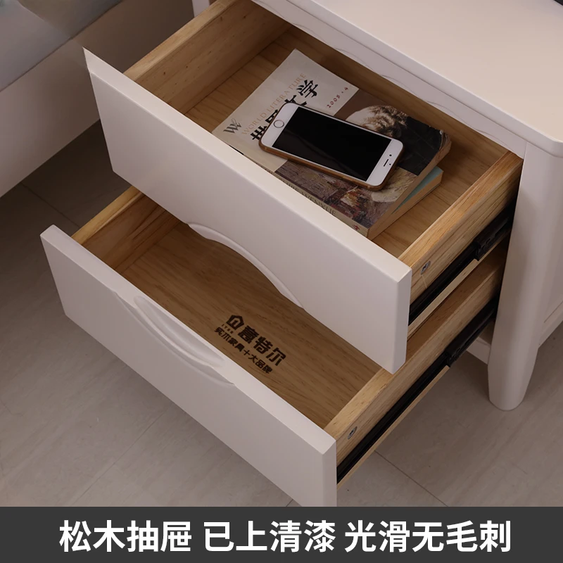 Oak Bedroom Mini Modern Solid Wood Bedside Table Chinese Cabinet Locker White Drawer