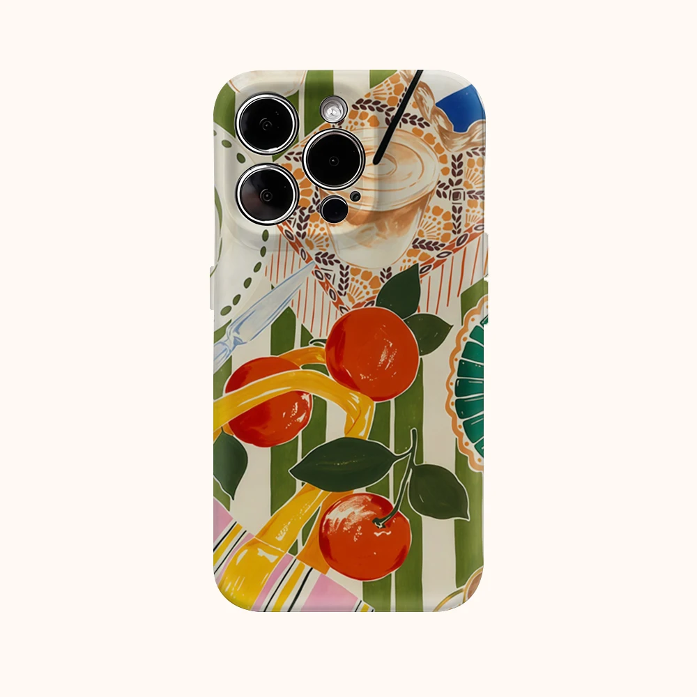 الحمضيات نزهة جراب هاتف آيفون 17AIR 16E 16 15 14 13 12 11 17 برو ماكس زائد طبقة مزدوجة الغطاء الخلفي