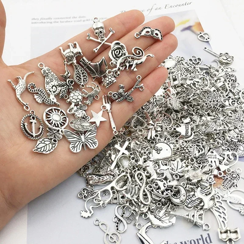 100pcs Tibetan Silver Mixed Pendant Animals Charms Beads for Jewelry Making Bracelet Earrings Necklace DIY Craft Art Charms