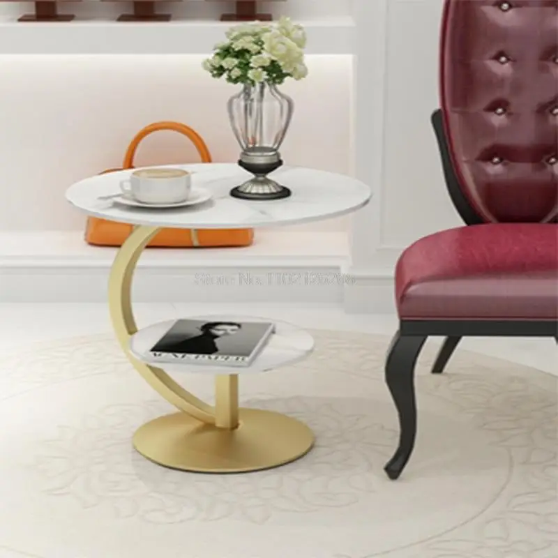 Nordic Sofa Side Table Mini Coffee Table Bedside Table Corner Table Living Room Simple Mobile Small Round Table Light Luxury