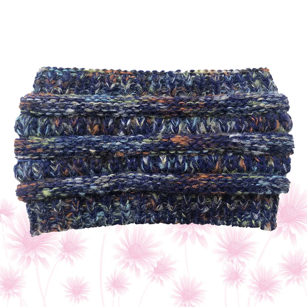 

Woolen Yarn Beanie Navy Colorful Knitted Thick Hat Outdoor Camping Hiking Warm Headband Ponytail Cap Empty Cap